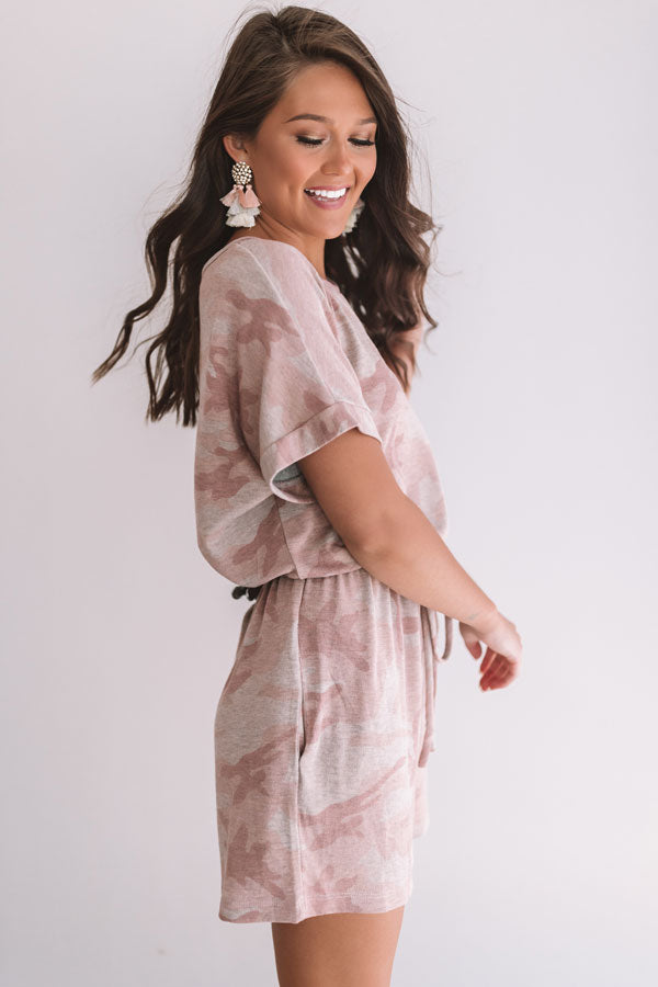 All Caught Up Camo Romper In Blush Image - 3