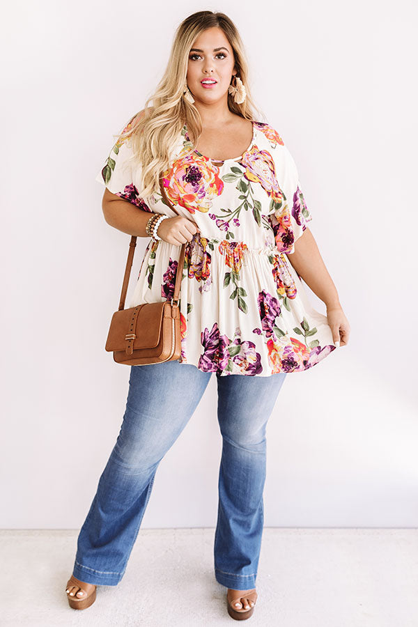 Sunrise Mimosas Babydoll Top In Cream Curves Image - 5