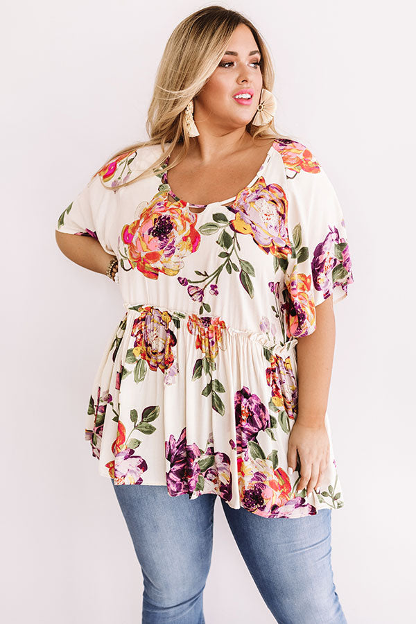 Sunrise Mimosas Babydoll Top In Cream Curves Image - 1