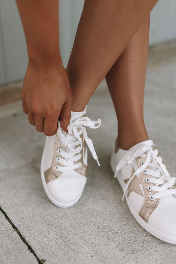The Delaney Sneaker In Gold • Impressions Online Boutique