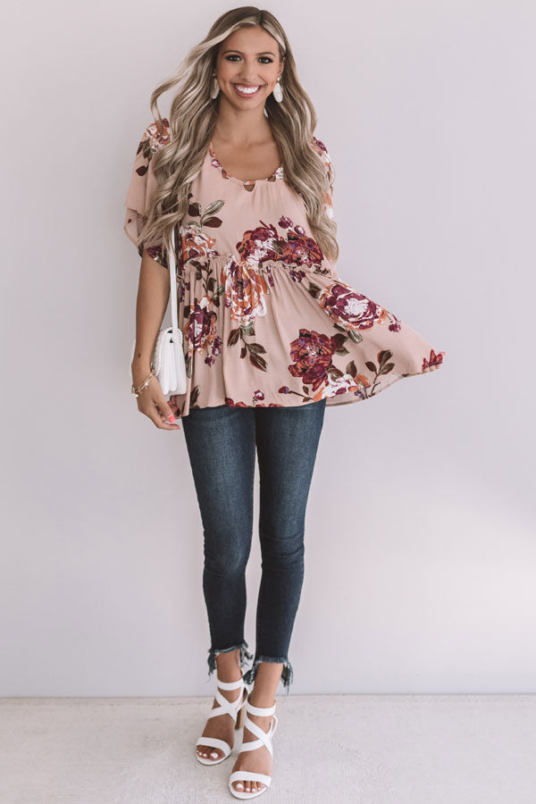 Sunrise Mimosas Babydoll Top In Dusty Blush Image - 1