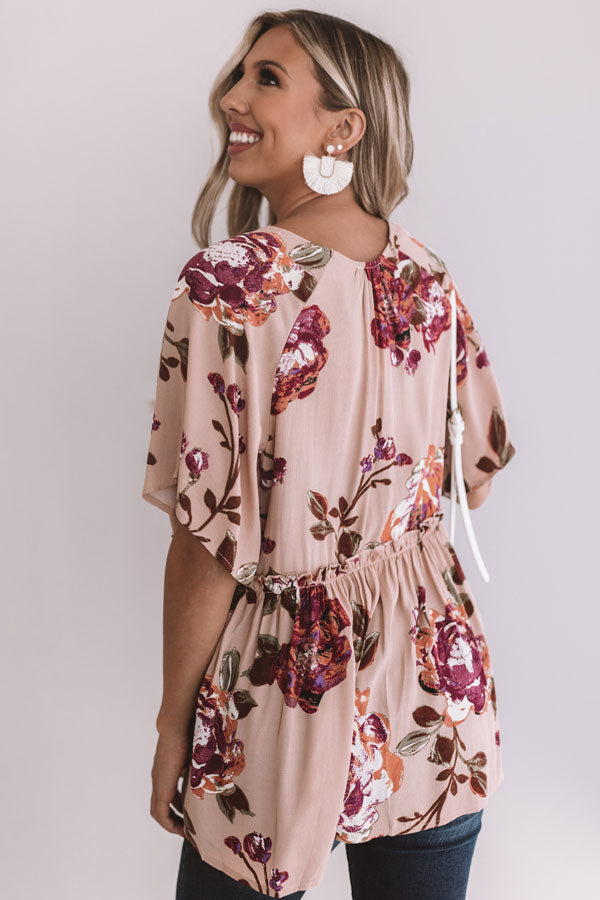 Sunrise Mimosas Babydoll Top In Dusty Blush Image - 3