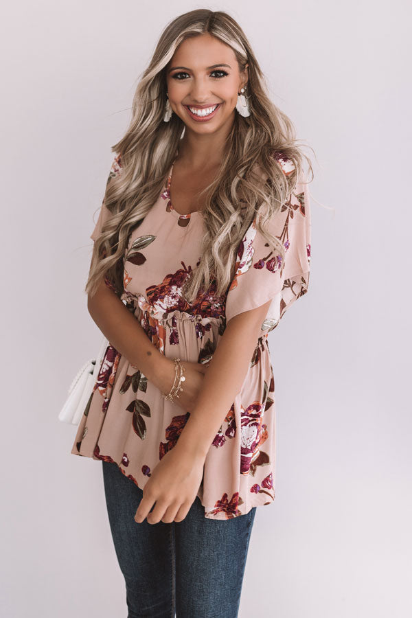 Sunrise Mimosas Babydoll Top In Dusty Blush Image - 2