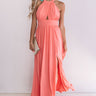 Cabernet Crushing Halter Maxi In Coral Image - 1