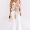 Casual Crush Embroidered Tie Top In Iced Latte Image - 1
