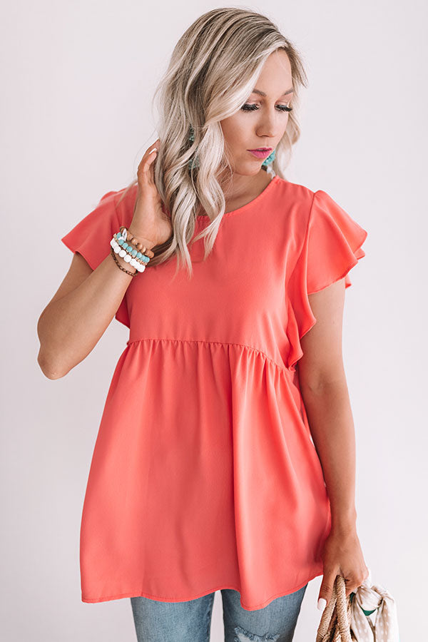 Pinot In Paradise Babydoll Top In Coral Image - 2