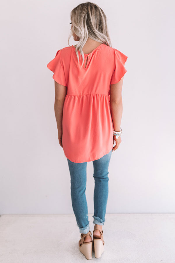 Pinot In Paradise Babydoll Top In Coral Image - 4