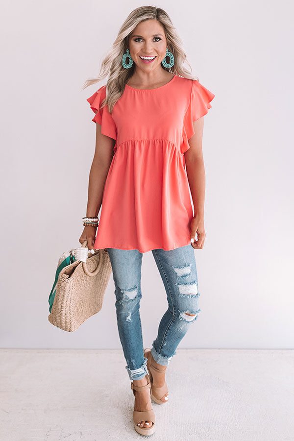 Pinot In Paradise Babydoll Top In Coral Image - 1