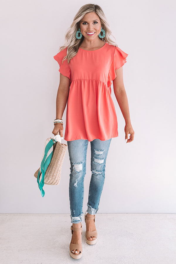 Pinot In Paradise Babydoll Top In Coral Image - 5