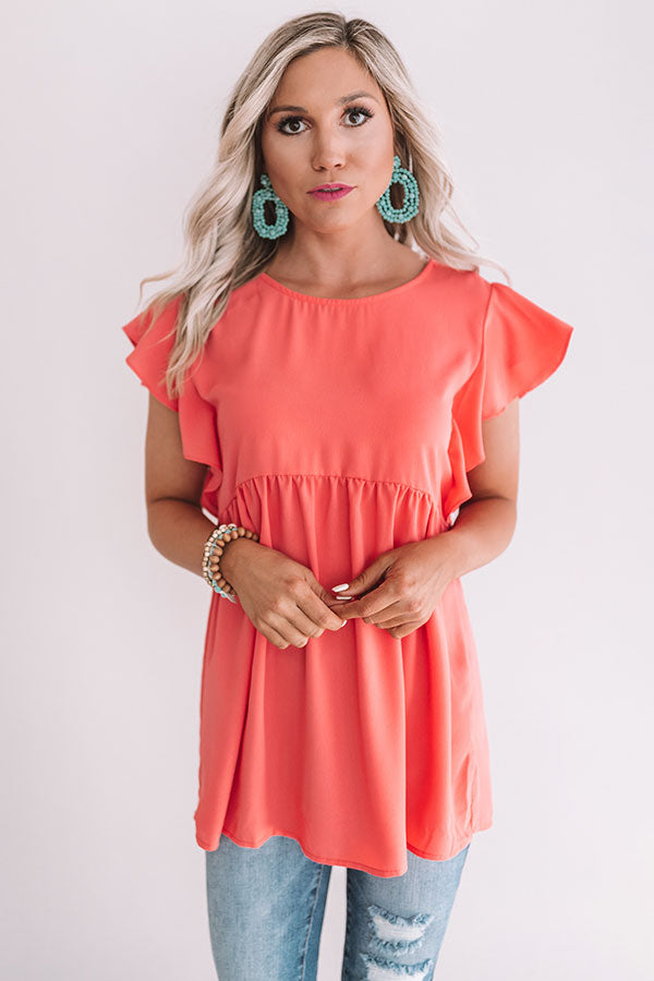 Pinot In Paradise Babydoll Top In Coral Image - 3