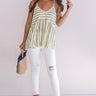 Sandbar Chic Stripe Babydoll Top In Yellow Image - 1
