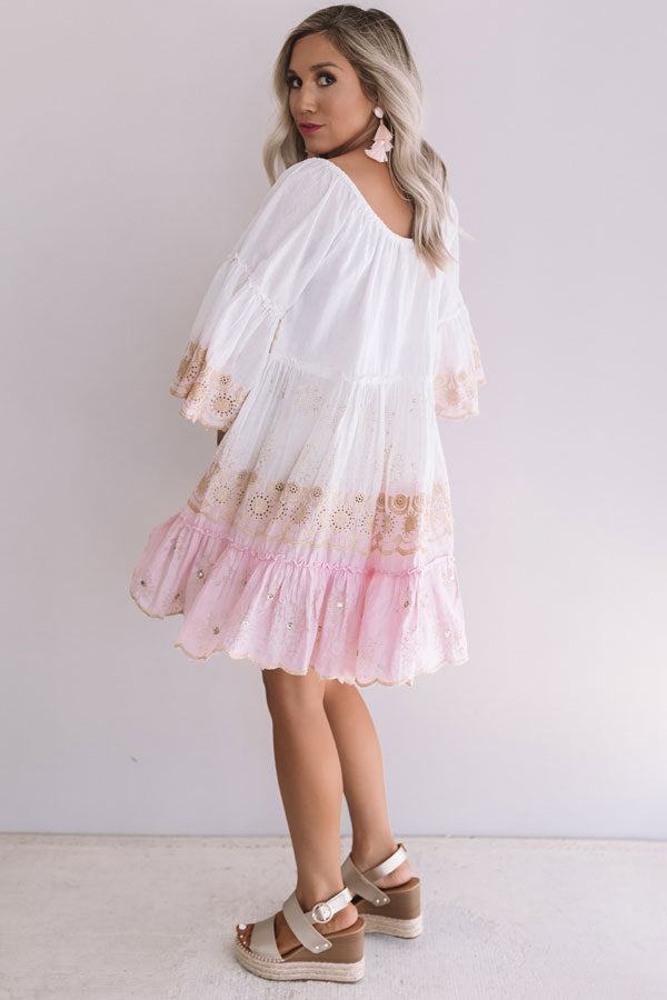 Graceful Gathering Babydoll Eyelet Dress Image - 5