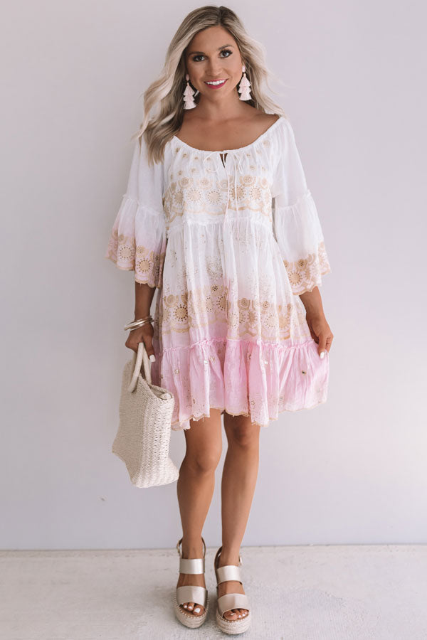 Graceful Gathering Babydoll Eyelet Dress Image - 1