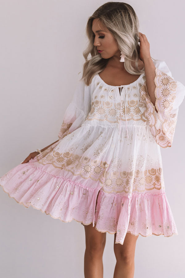 Graceful Gathering Babydoll Eyelet Dress Image - 4