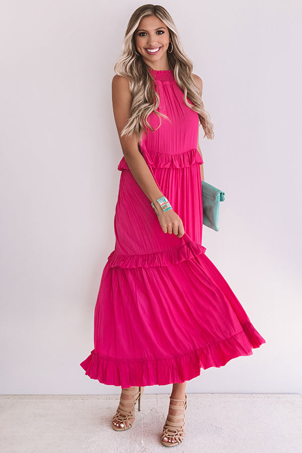On Holiday Ruffle Maxi In Fuchsia Image - 2