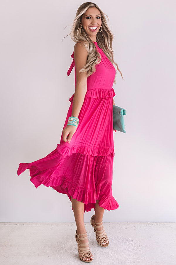On Holiday Ruffle Maxi In Fuchsia Image - 3