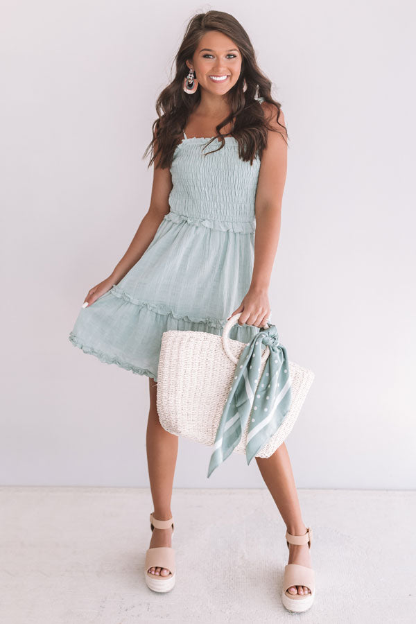 Tikis And Tanlines Smocked Dress In Mint Image - 1