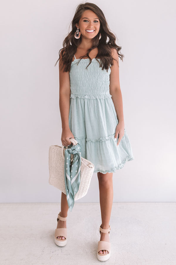 Tikis And Tanlines Smocked Dress In Mint Image - 5