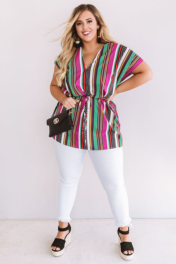 Hot Tropic Stripe Tunic In Orchid  Curves Image - 1