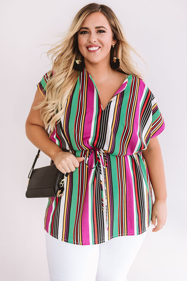 Hot Tropic Stripe Tunic In Orchid  Curves Image - 2