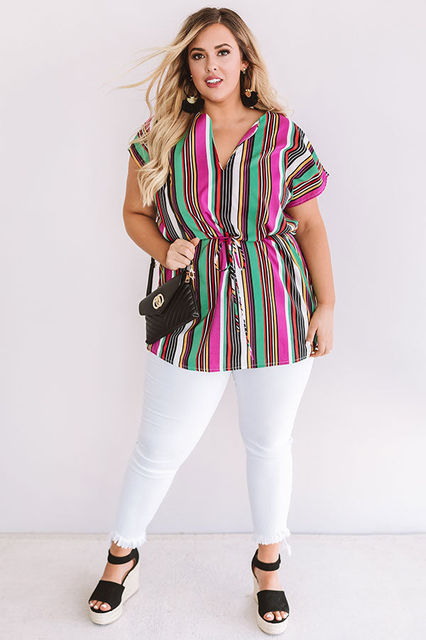 Hot Tropic Stripe Tunic In Orchid  Curves Image - 5