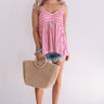 Sandbar Chic Stripe Babydoll Top In Fuchsia Image - 1