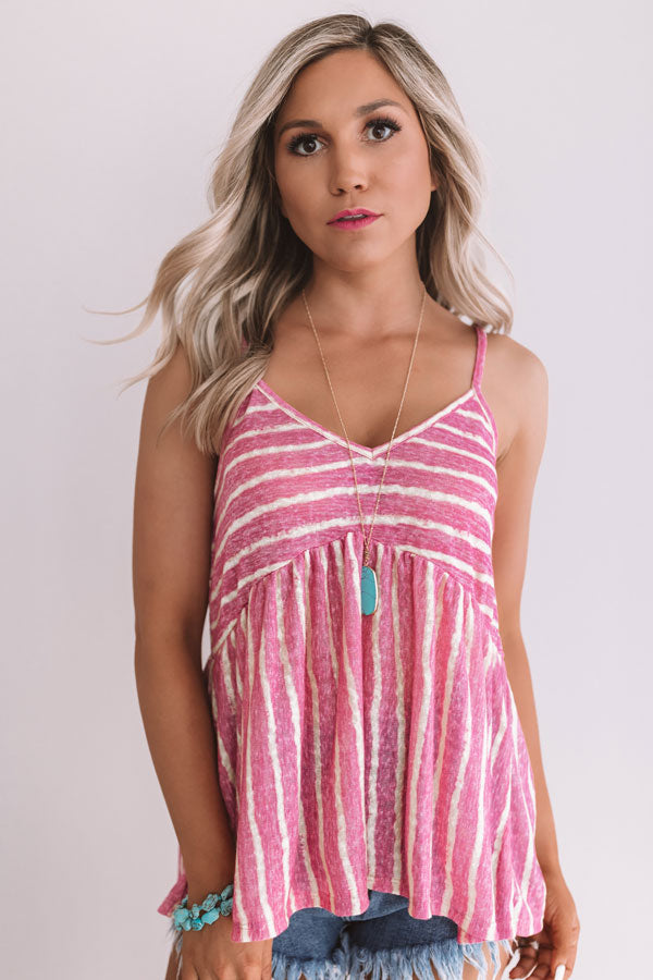 Sandbar Chic Stripe Babydoll Top In Fuchsia Image - 3