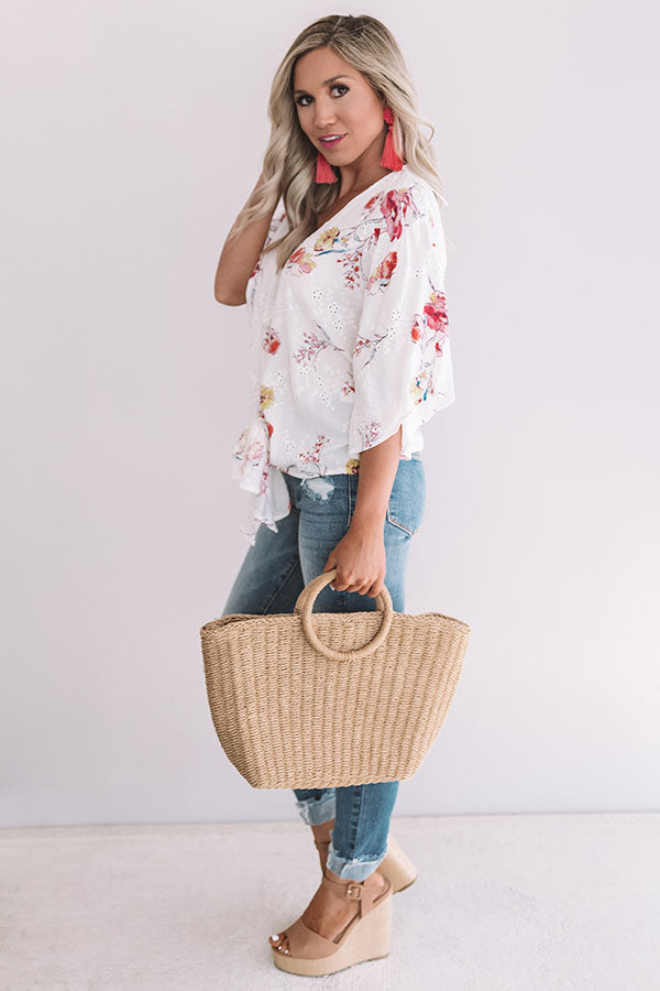 Bellinis By The Coast Eyelet Tie Top in Ivory Image - 4