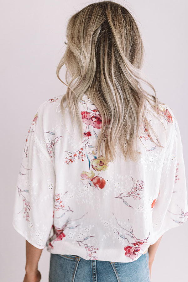 Bellinis By The Coast Eyelet Tie Top in Ivory Image - 5