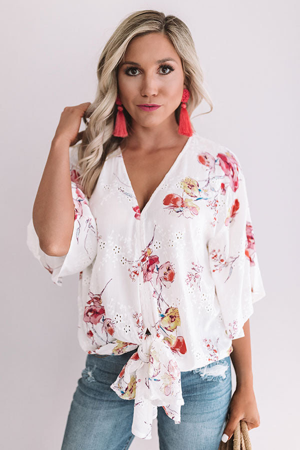 Bellinis By The Coast Eyelet Tie Top in Ivory Image - 2