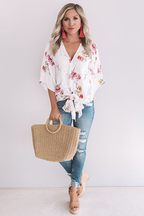 Bellinis By The Coast Eyelet Tie Top in Ivory Image - 1