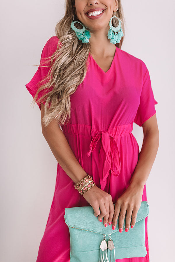 Wishing For Wine Satin Jumpsuit In Hot Pink Image - 2