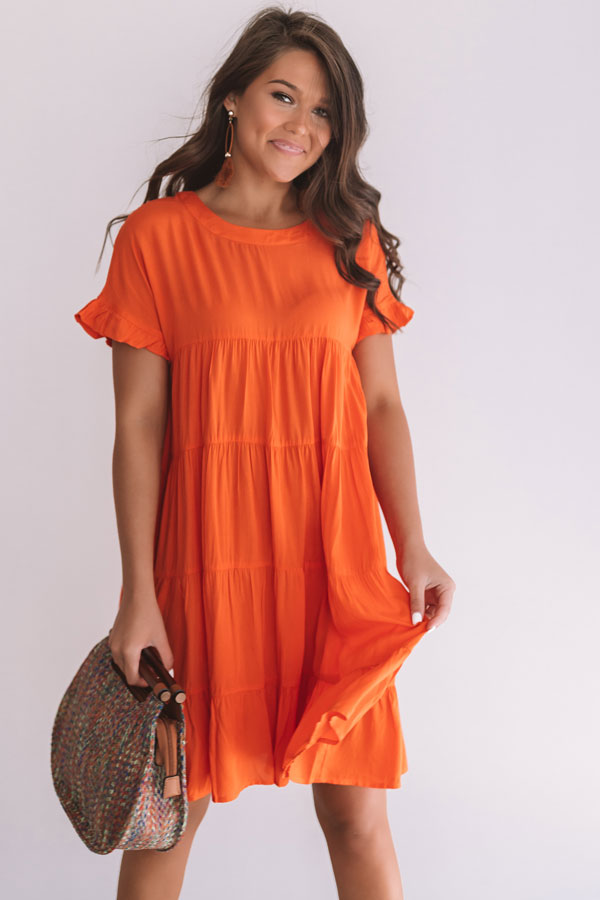 Beyond Basic Babydoll Dress in Tangerine Image - 2
