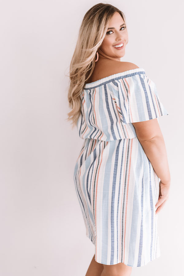 Sunny State Of Mind Stripe Dress In Sky Blue  Curves Image - 4