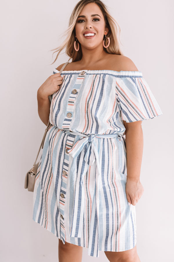 Sunny State Of Mind Stripe Dress In Sky Blue  Curves Image - 2
