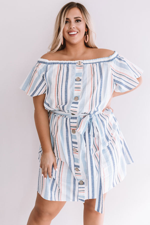 Sunny State Of Mind Stripe Dress In Sky Blue  Curves Image - 3