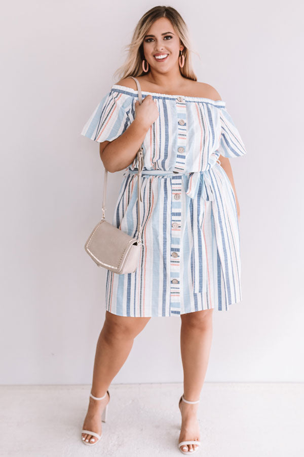 Sunny State Of Mind Stripe Dress In Sky Blue  Curves Image - 1
