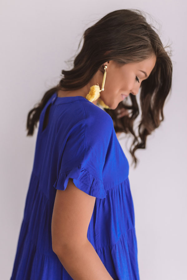 Beyond Basic Babydoll Dress in Royal Blue Image - 3