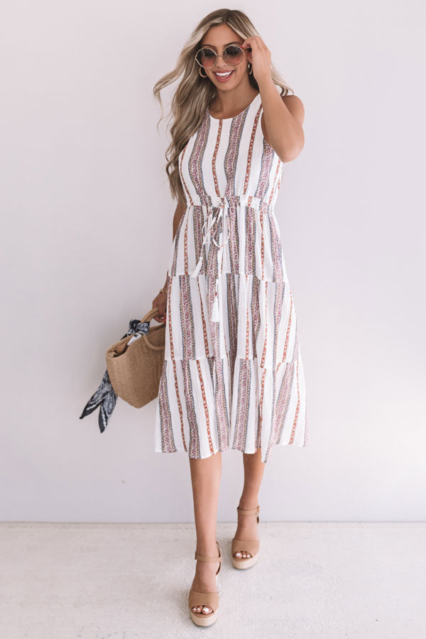Sunset Twirls Stripe Midi in White Image - 1