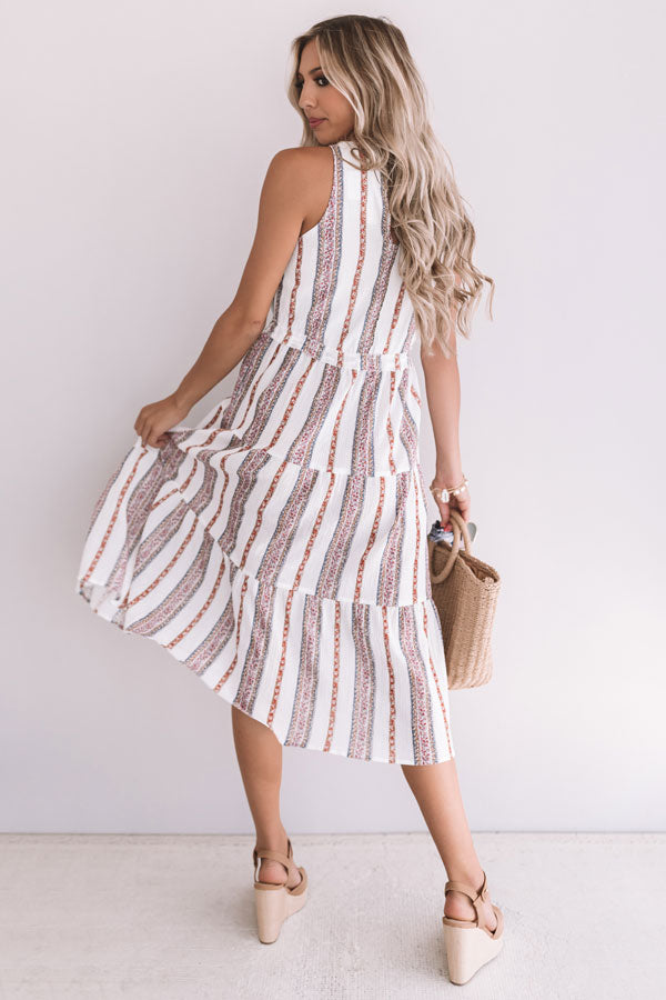 Sunset Twirls Stripe Midi in White Image - 4