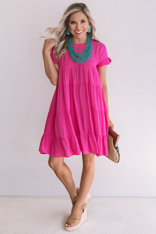 Beyond Basic Babydoll Dress in Hot Pink Image - 3