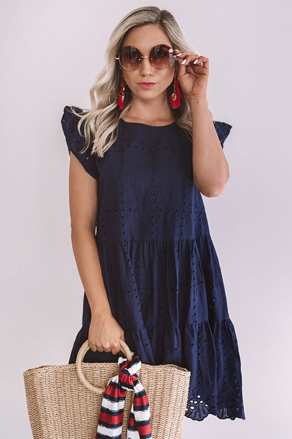 Florence Views Eyelet Dress in Navy Image - 2