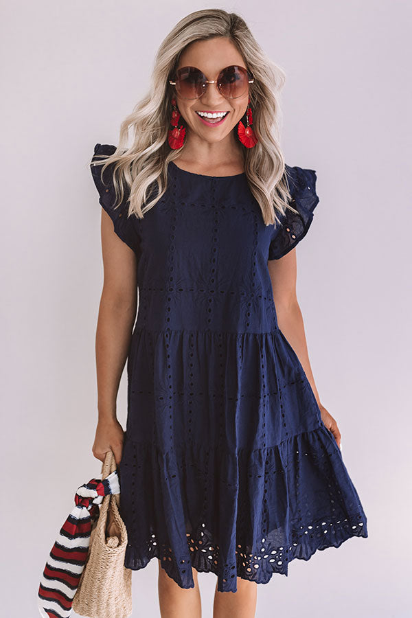 Florence Views Eyelet Dress in Navy Image - 3