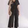 Wishing For Wine Satin Jumpsuit In Black Image - 1