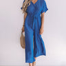 Wishing For Wine Satin Jumpsuit In Sapphire Image - 1
