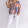 Hey, Happy Hour Stripe Top in Persimmon Curves Image - 1