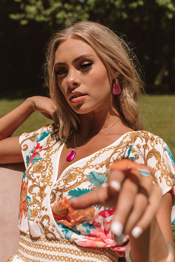 Kendra Scott Maeve Gold Long Pendant Necklace in Azalea Illusion Image - 5