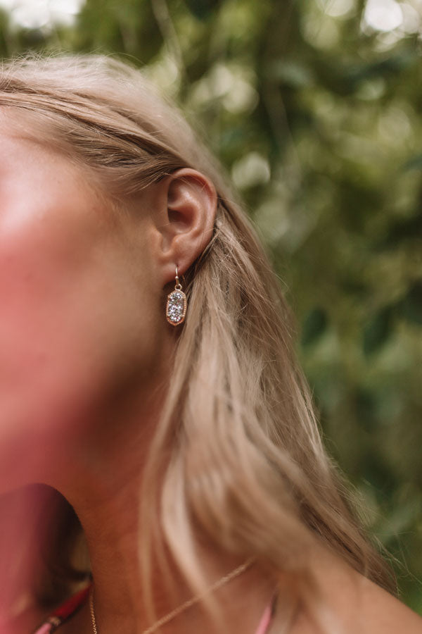 Kendra Scott Lee Gold Drop Earrings in Platinum Drusy Image - 2