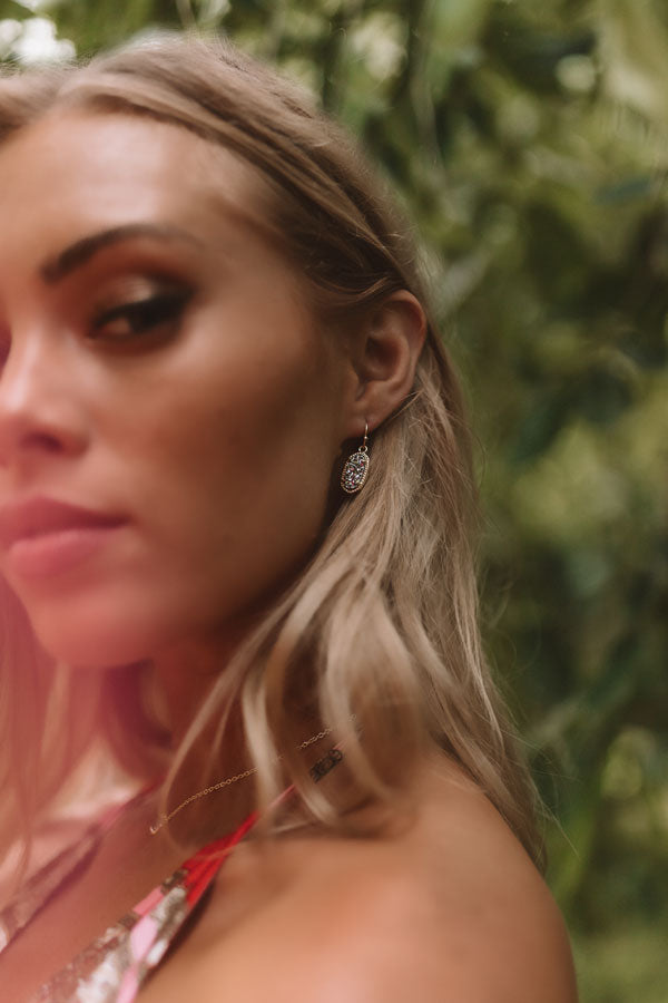 Kendra Scott Lee Gold Drop Earrings in Platinum Drusy Image - 3