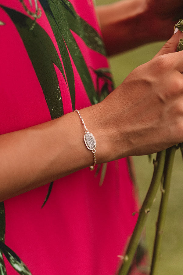 Elaina Gold Adjustable Chain Bracelet in Platinum Drusy • Impressions